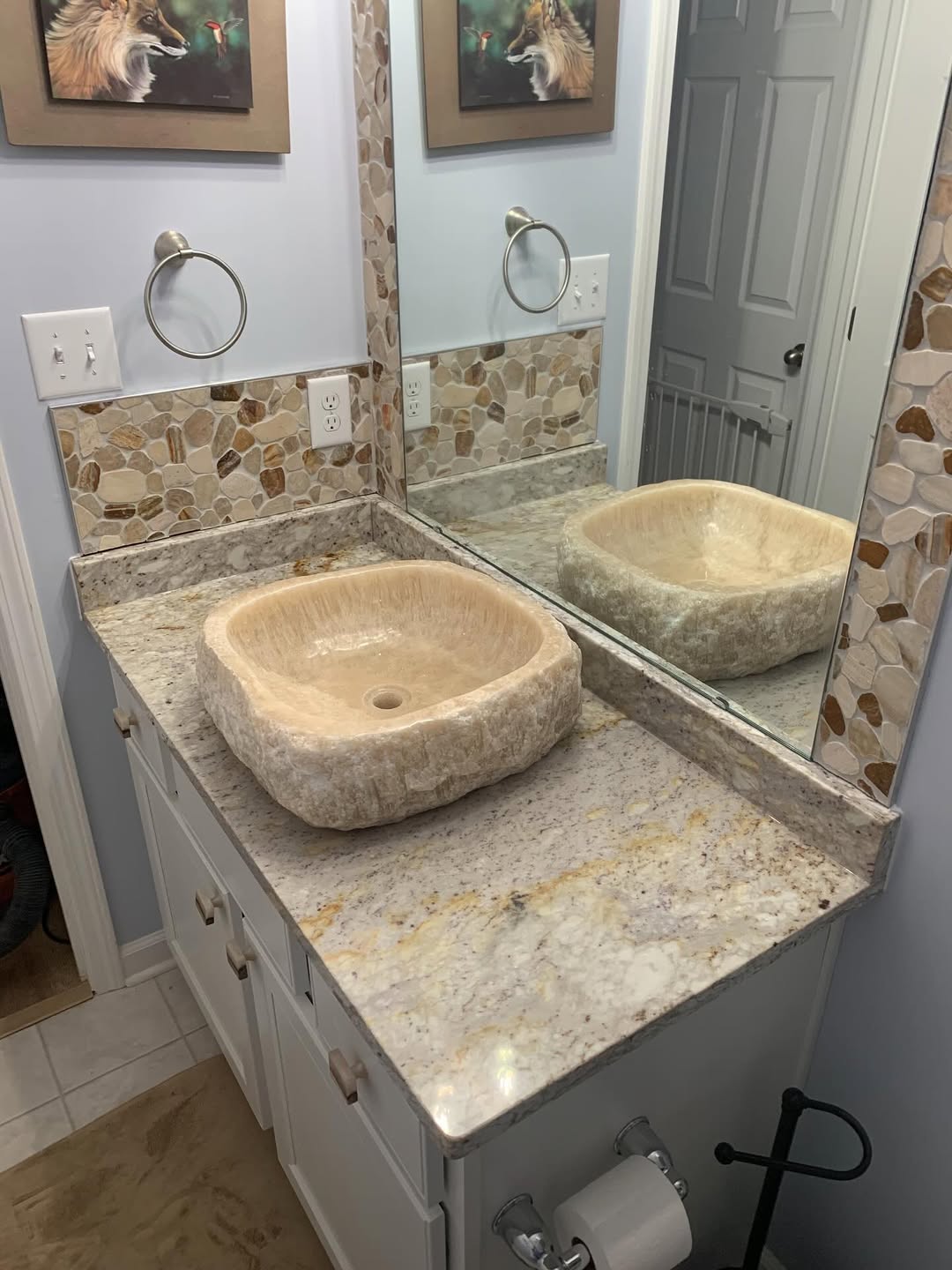 Custom Stone Vessel Vanity — custom stone countertop project by Chicago Stone Gallery, Addison IL