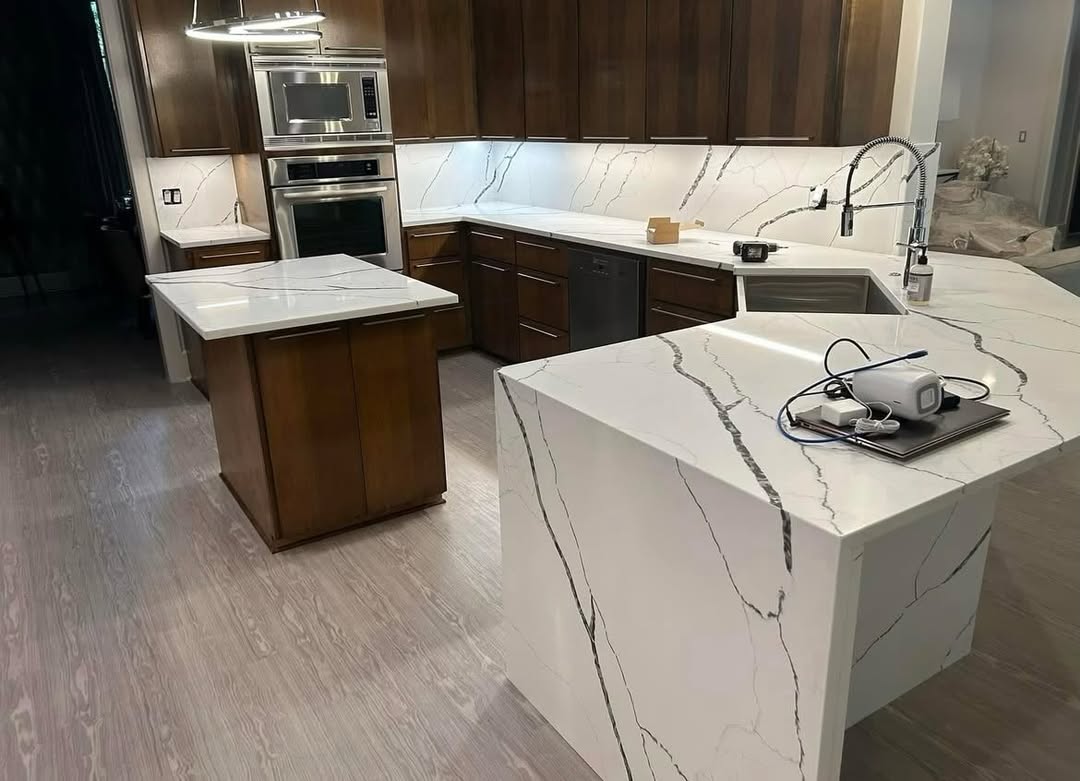 Calacatta St. Pierre Kitchen — custom stone countertop project by Chicago Stone Gallery, Addison IL